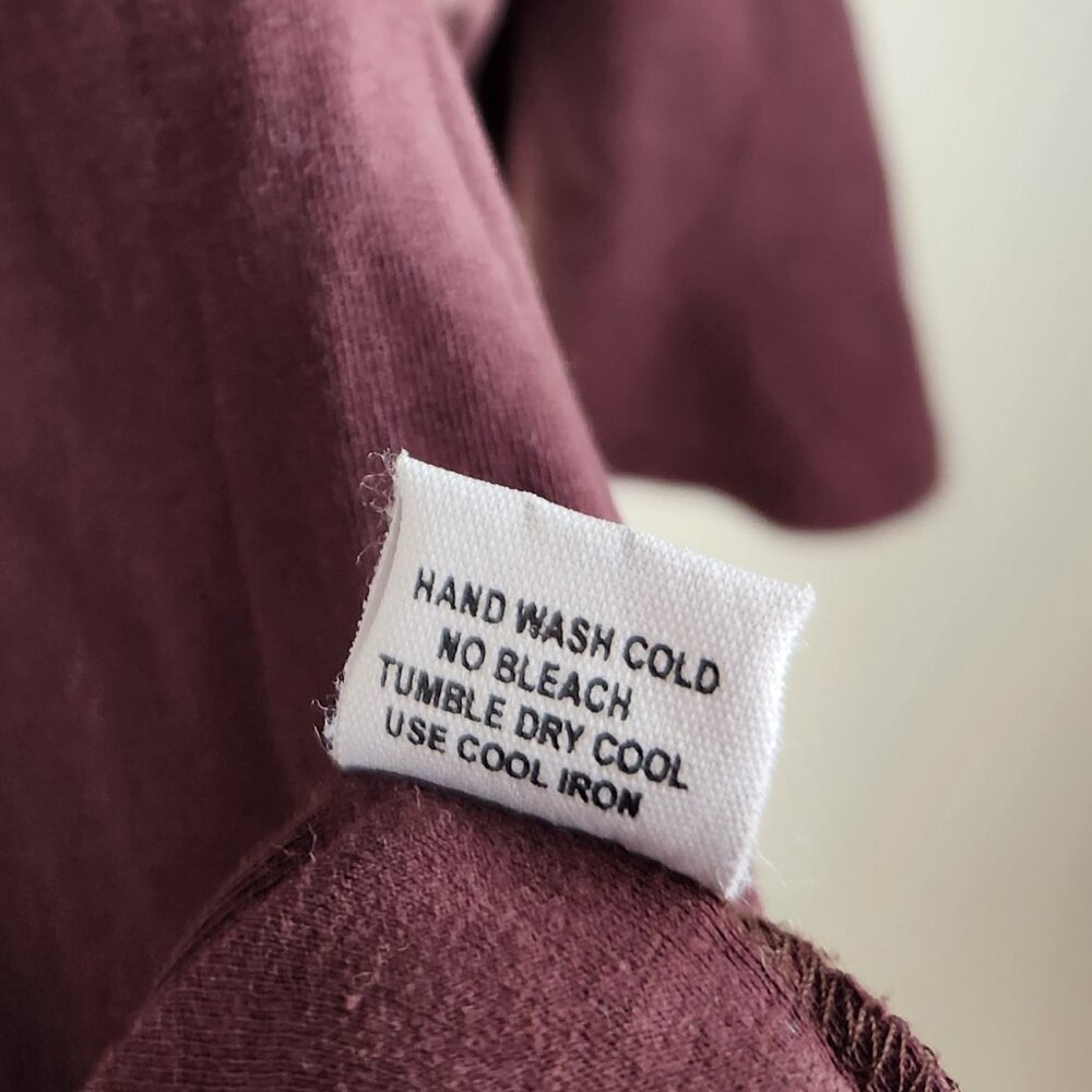 Vulin Peru Pima Cotton Soft Stretchy 3/4 Sleeve Top Burgundy sz 36/S - Picture 7 of 7